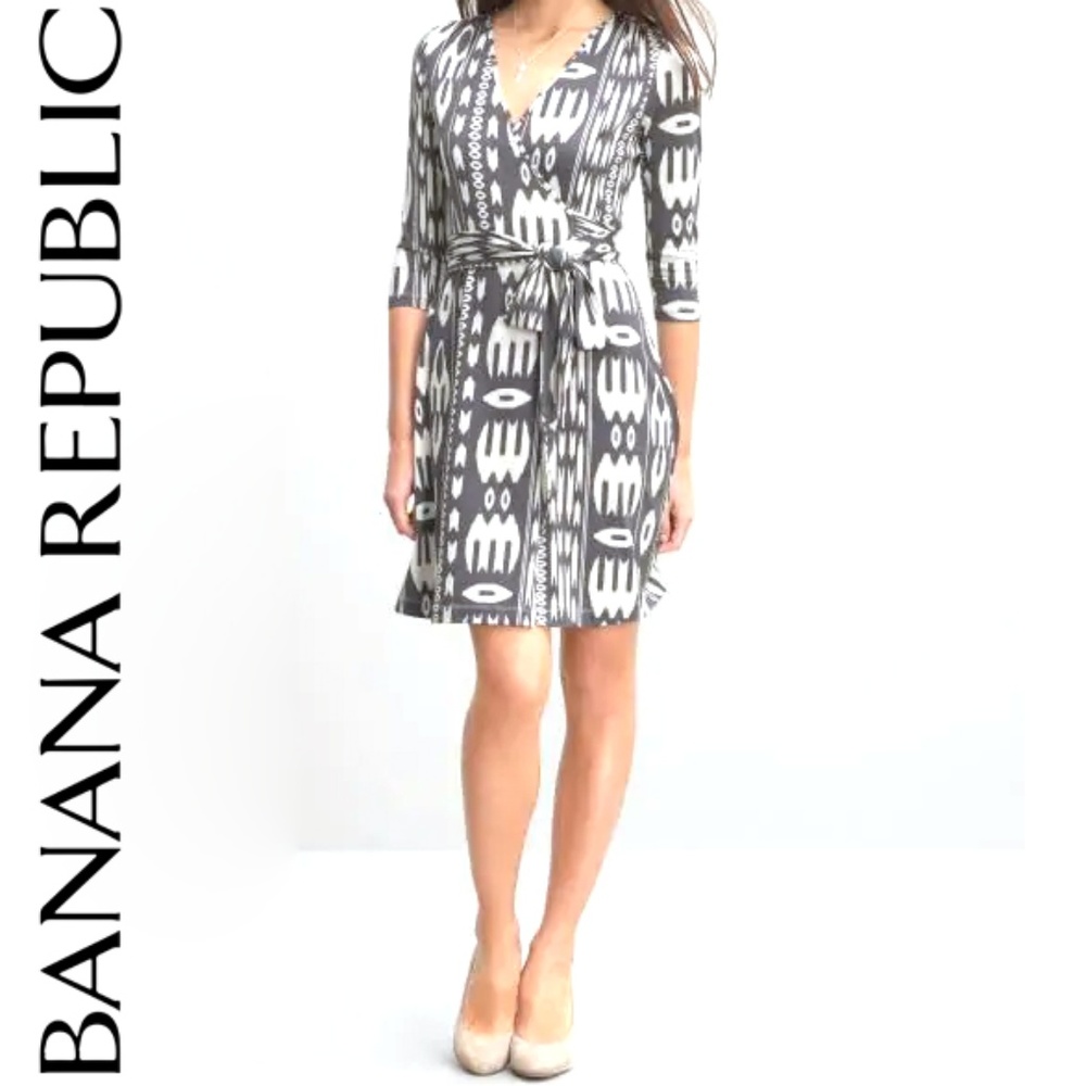 Banana Republic Gemma Wrap Dress Tribal Print XS
